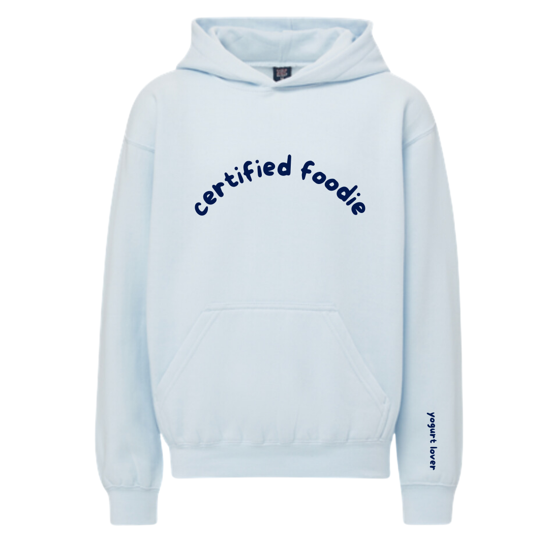 'Certified Foodie' Light Blue Youth Hoodie