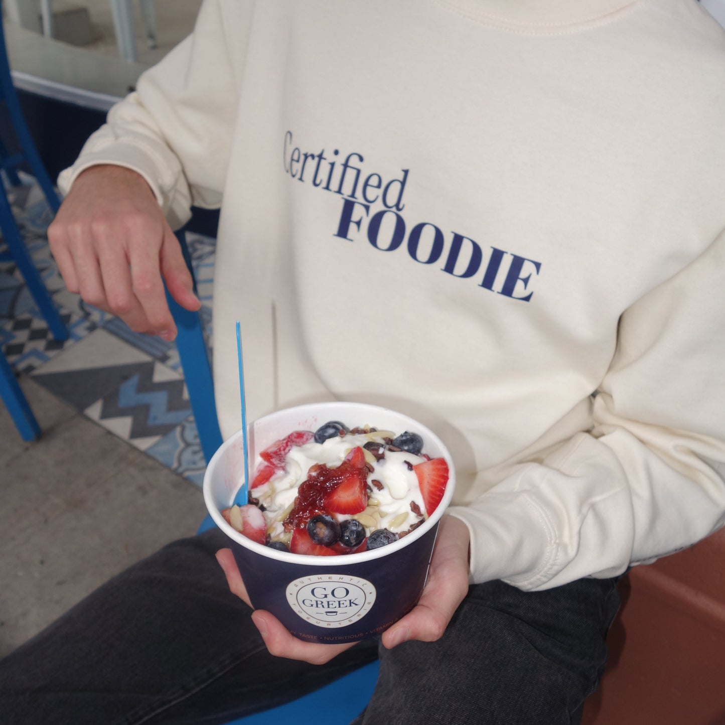 'Certified Foodie' Cream Crewneck