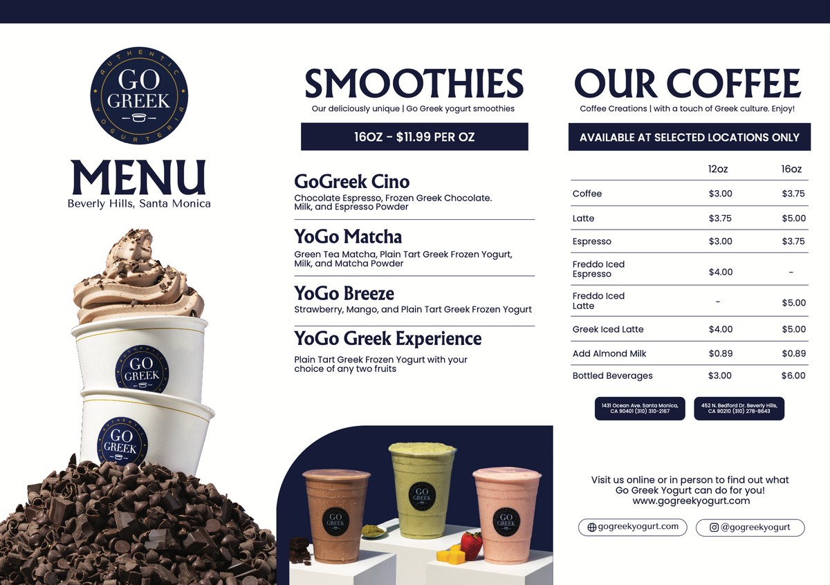 Go Greek Menu In-Store Menu – Go Greek