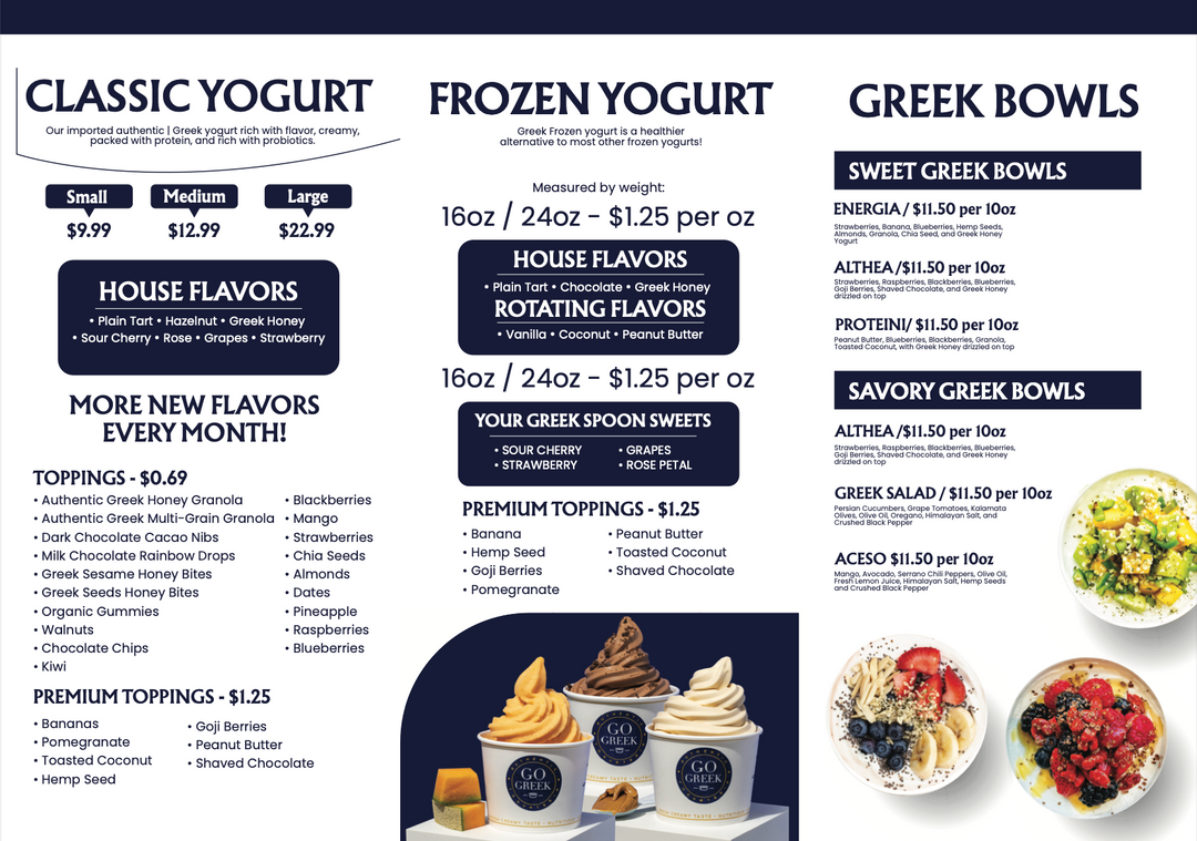 Go Greek Menu In-Store Menu – Go Greek