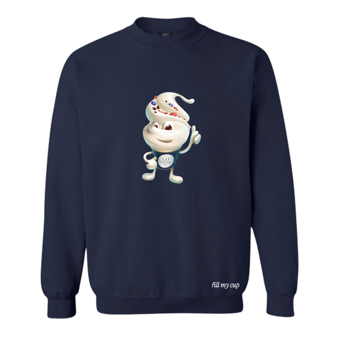 Yogurt Cup Navy Blue Youth Crewneck